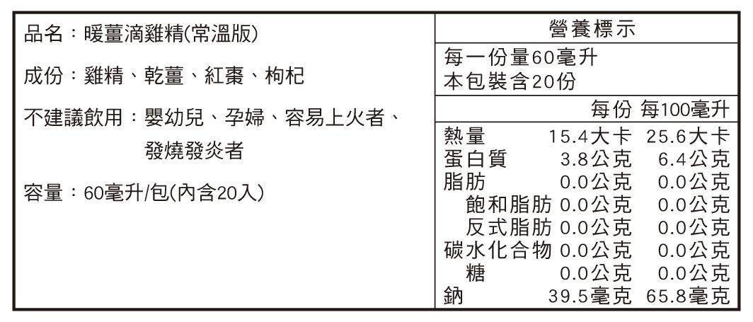 常溫暖薑20入